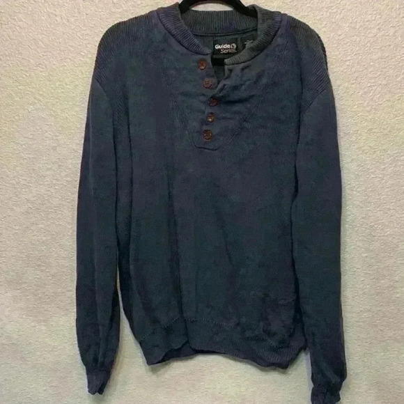 Cabela’s guide series blue grey v neck sweater sz XL T preppy basic winter warm - Picture 1 of 11